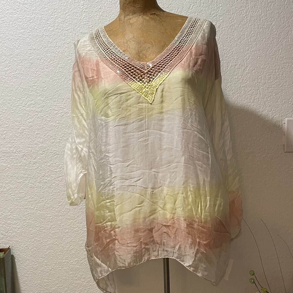 NWT Part Silk BACI Multicoior Blouse OSFA S M L Made in Italy